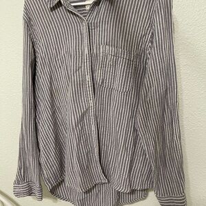 Universal Thread Navy and White Striped Button-Up Shirt